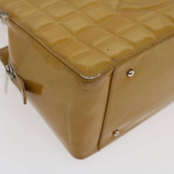 CHANEL Choco Bar Chain Shoulder Bag Enamel Beige CC Auth jk1646 - Picture 14 of 16